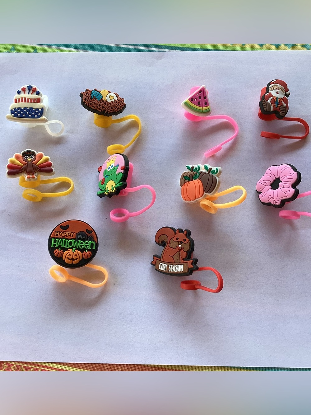 Assorted Straw Toppers - set of 10 variety package